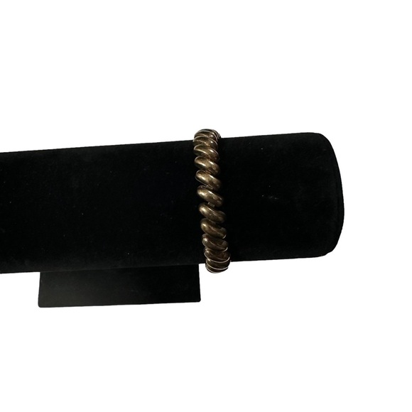 Vintage Italy Sterling 925 Silver San Marco Macaroni Link Bracelet 7" Signed 15g - Picture 1 of 16